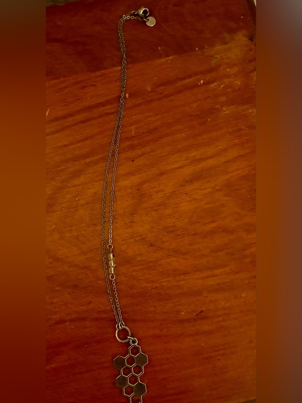 Honeycomb Pendant Layered Necklace in Silver
